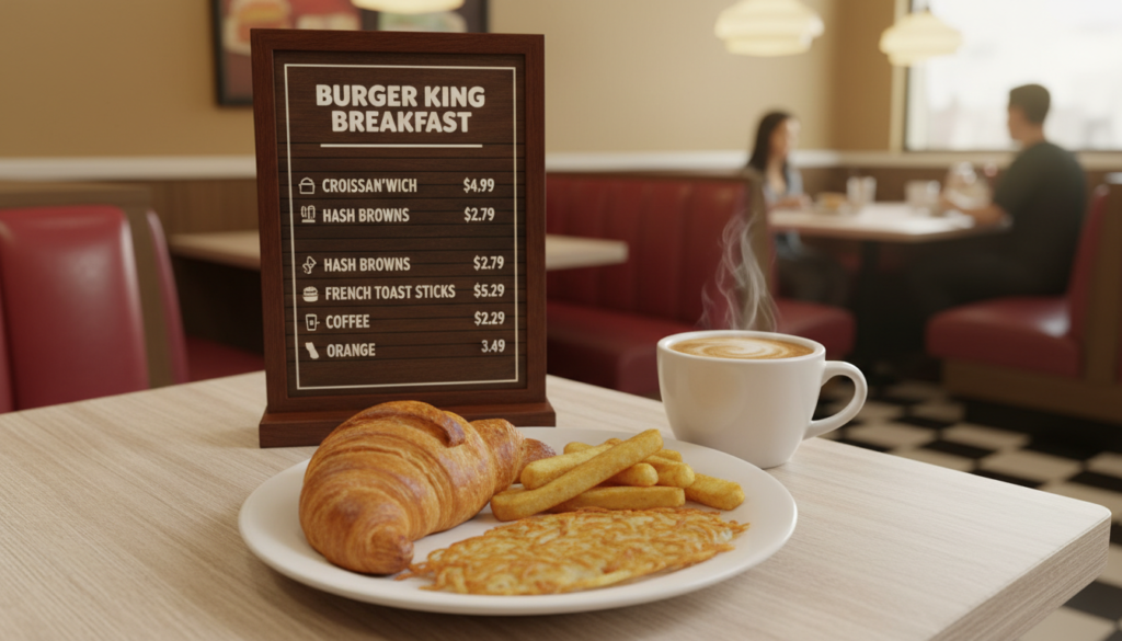 burger king breakfast menu prices